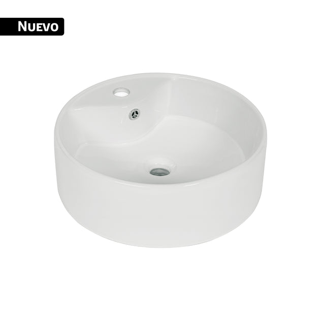 MUBA-11B Lavabo de porcelana de sobreponer redondo, blanco, FOSET