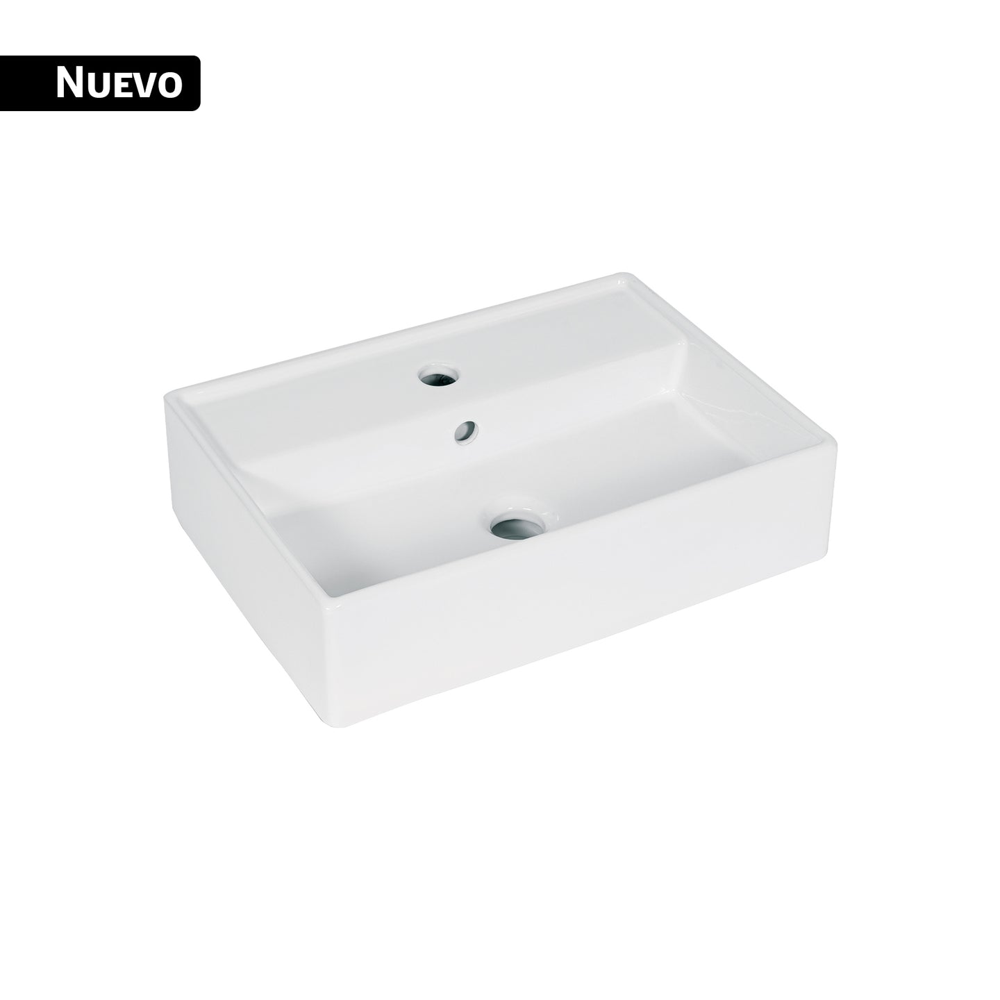 MUBA-12B Lavabo de porcelana de sobreponer rectangular, blanco, FOSET