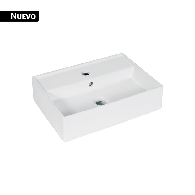 MUBA-12B Lavabo de porcelana de sobreponer rectangular, blanco, FOSET