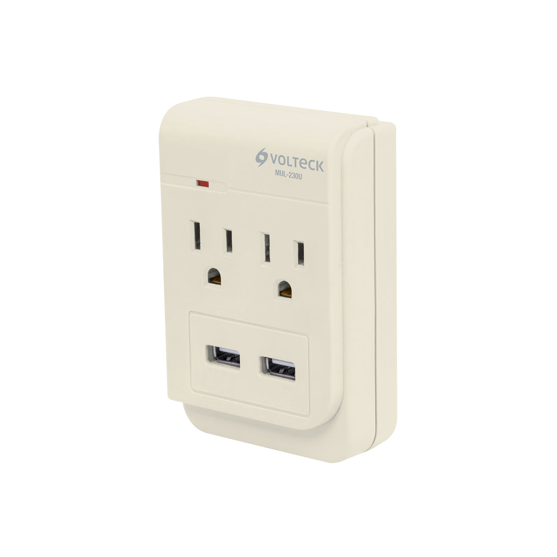 MUL-230U Multicontacto, 2 entradas y 2 entradas USB, 2 polos + tierra