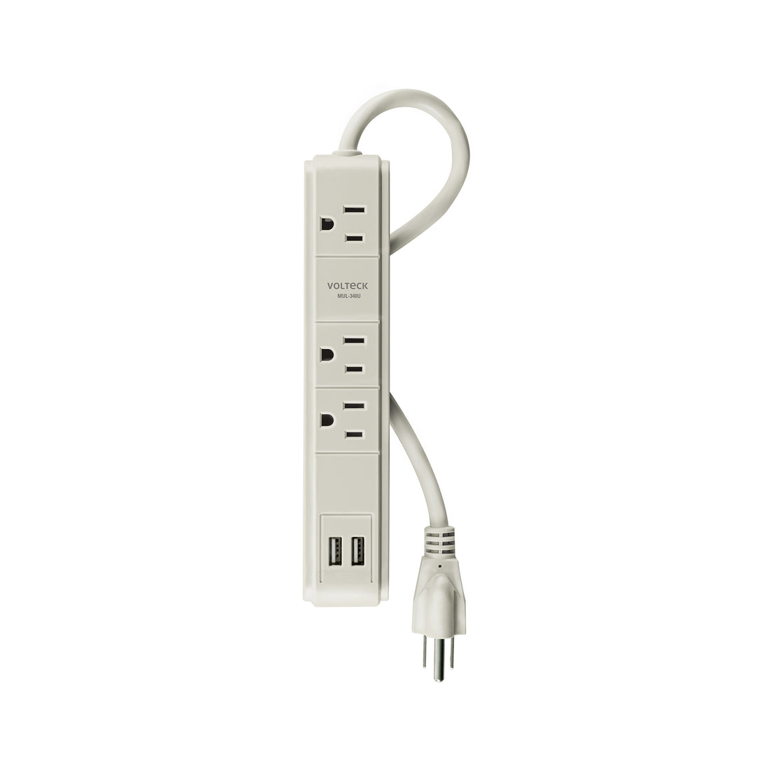 MUL-340U Multicontacto 16 AWG 3 entradas 2 puertos USB supresor 300 J