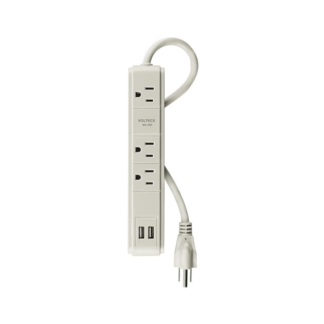 MUL-340U Multicontacto 16 AWG 3 entradas 2 puertos USB supresor 300 J