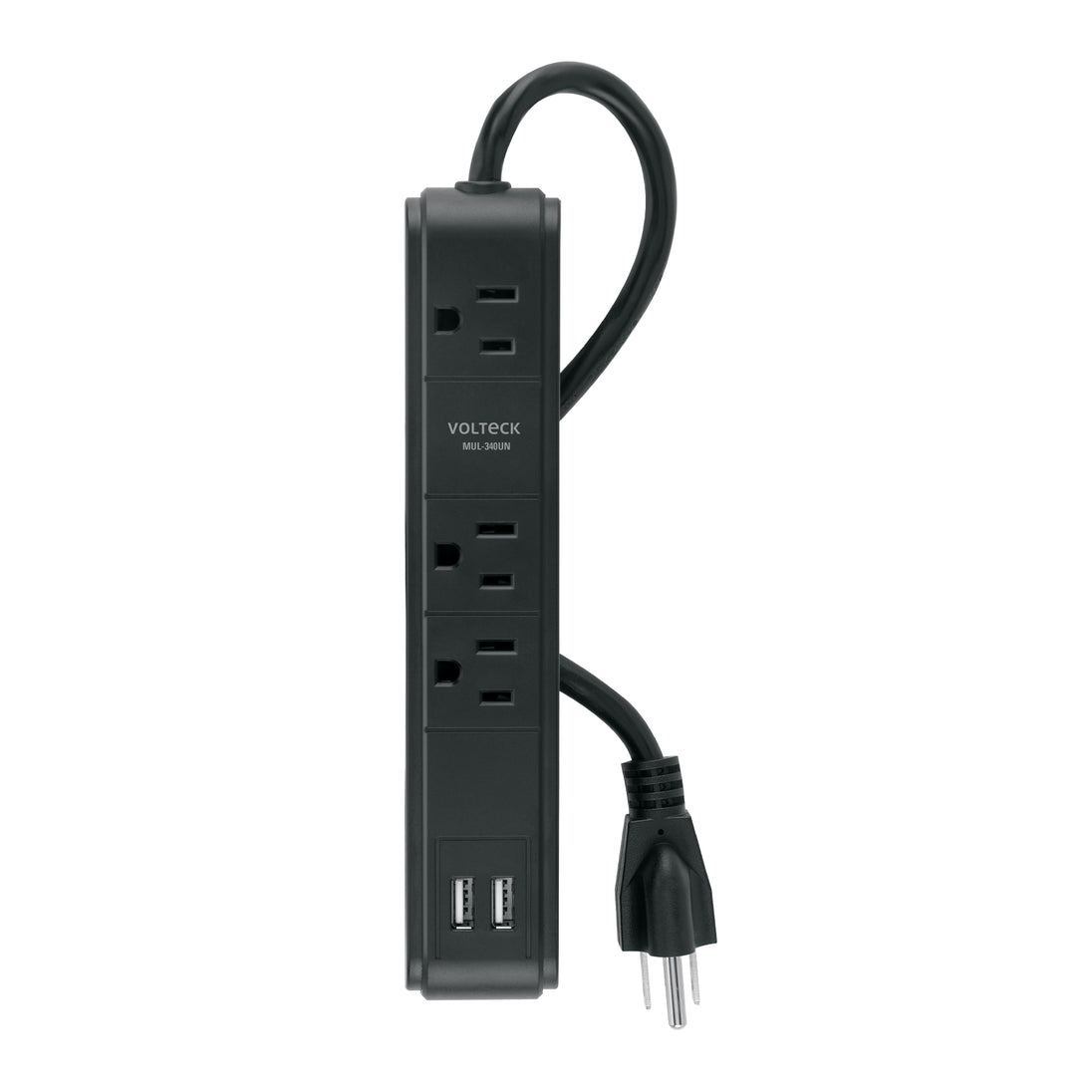 MUL-340UN Multicontacto 3 entradas 2 ptos USB sup de picos 300 J negro