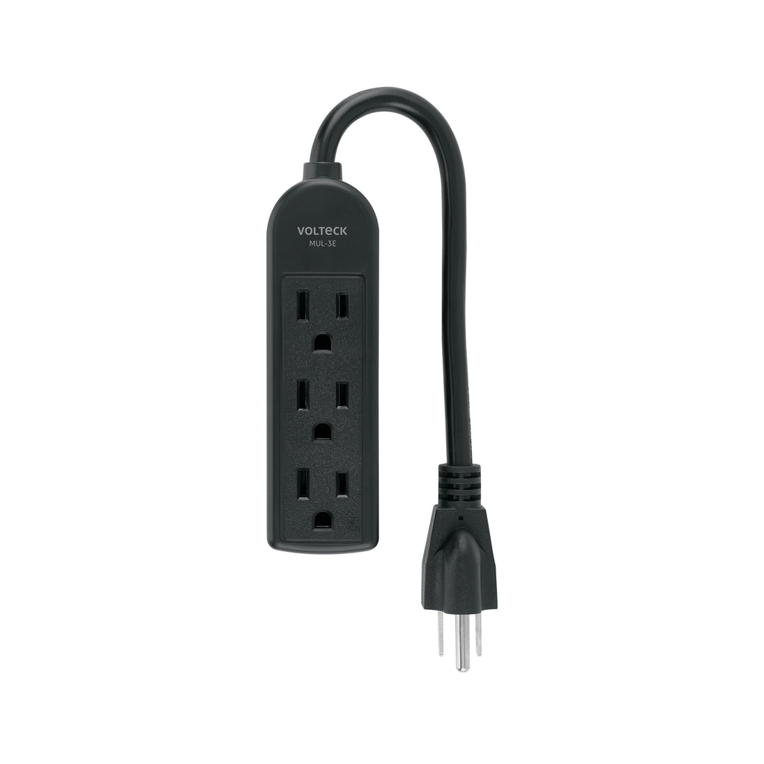 MUL-3EN Multicontacto doméstico 3 entradas, negro VOLTECK