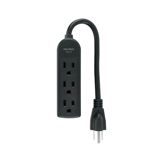 MUL-3EN Multicontacto doméstico 3 entradas, negro VOLTECK
