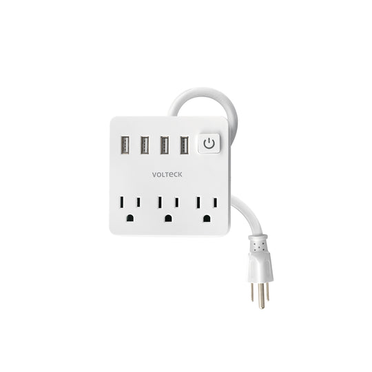 MUL-3U Multicontacto 16 AWG doméstico 3 entradas 4 ptos USB, blanco