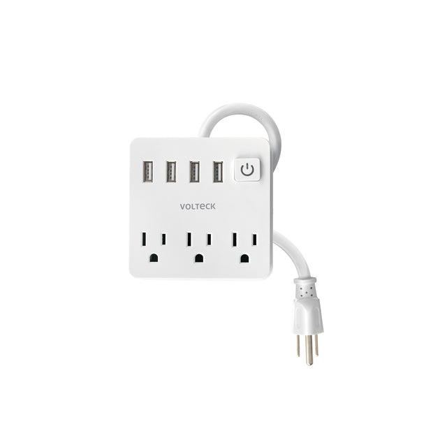 MUL-3U Multicontacto 16 AWG doméstico 3 entradas 4 ptos USB, blanco