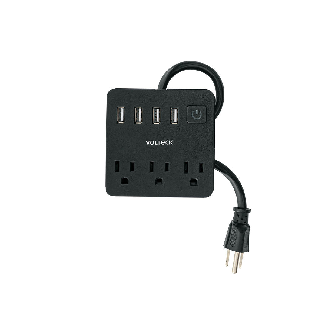 MUL-3UN Multicontacto 16 AWG doméstico, 3 entradas 4 ptos USB, negro