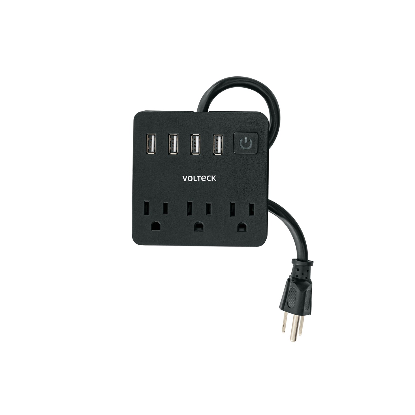 MUL-3UN Multicontacto 16 AWG doméstico, 3 entradas 4 ptos USB, negro