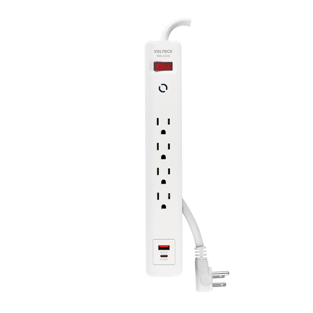 MUL-411U Multicontacto 4 entradas, 1 USB A + 1 USB C, blanco, VOLTECK