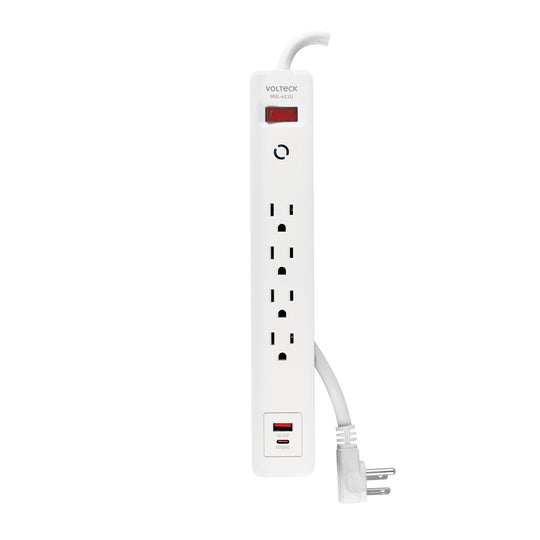 MUL-411U Multicontacto 4 entradas, 1 USB A + 1 USB C, blanco, VOLTECK