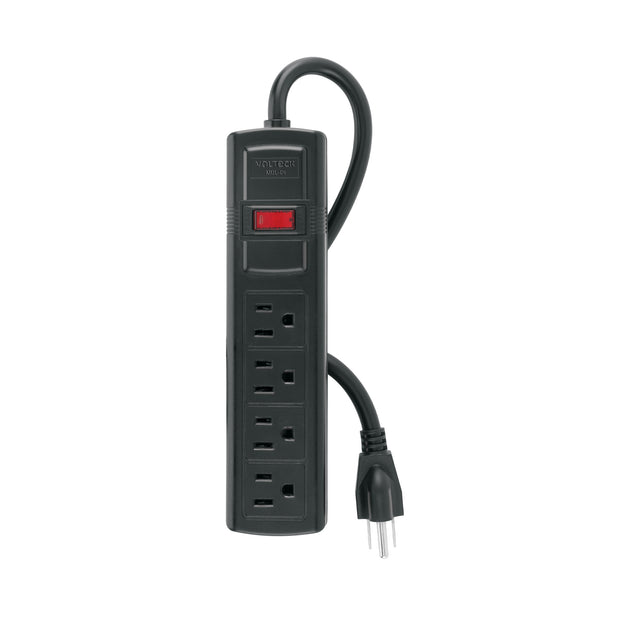 MUL-4N Multicontacto doméstico con 4 entradas, negro, VOLTECK