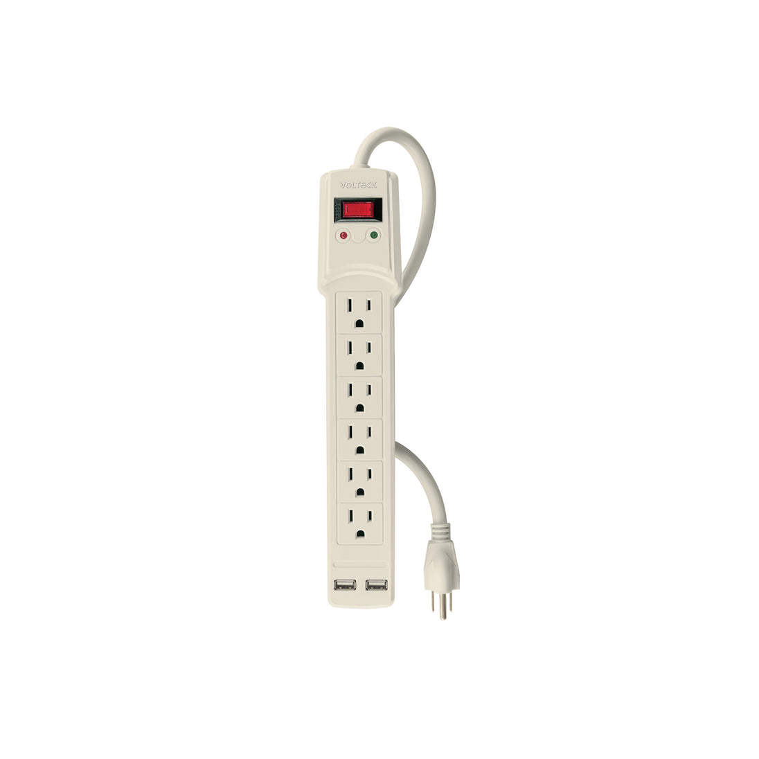 MUL-615U Multicontacto 14 AWG 6 entradas, 2 puertos USB, 850 J marfil