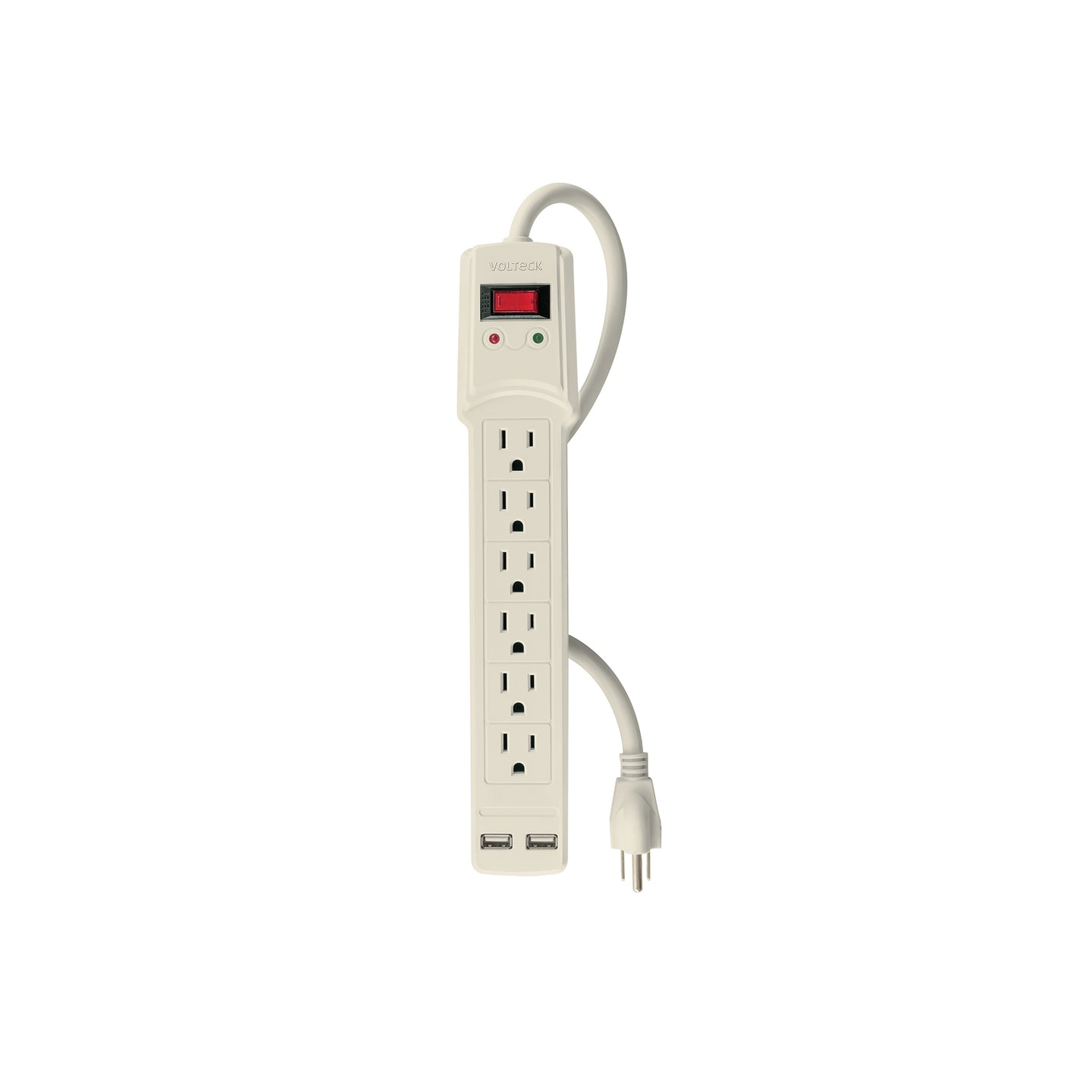 MUL-615U Multicontacto 14 AWG 6 entradas, 2 puertos USB, 850 J marfil