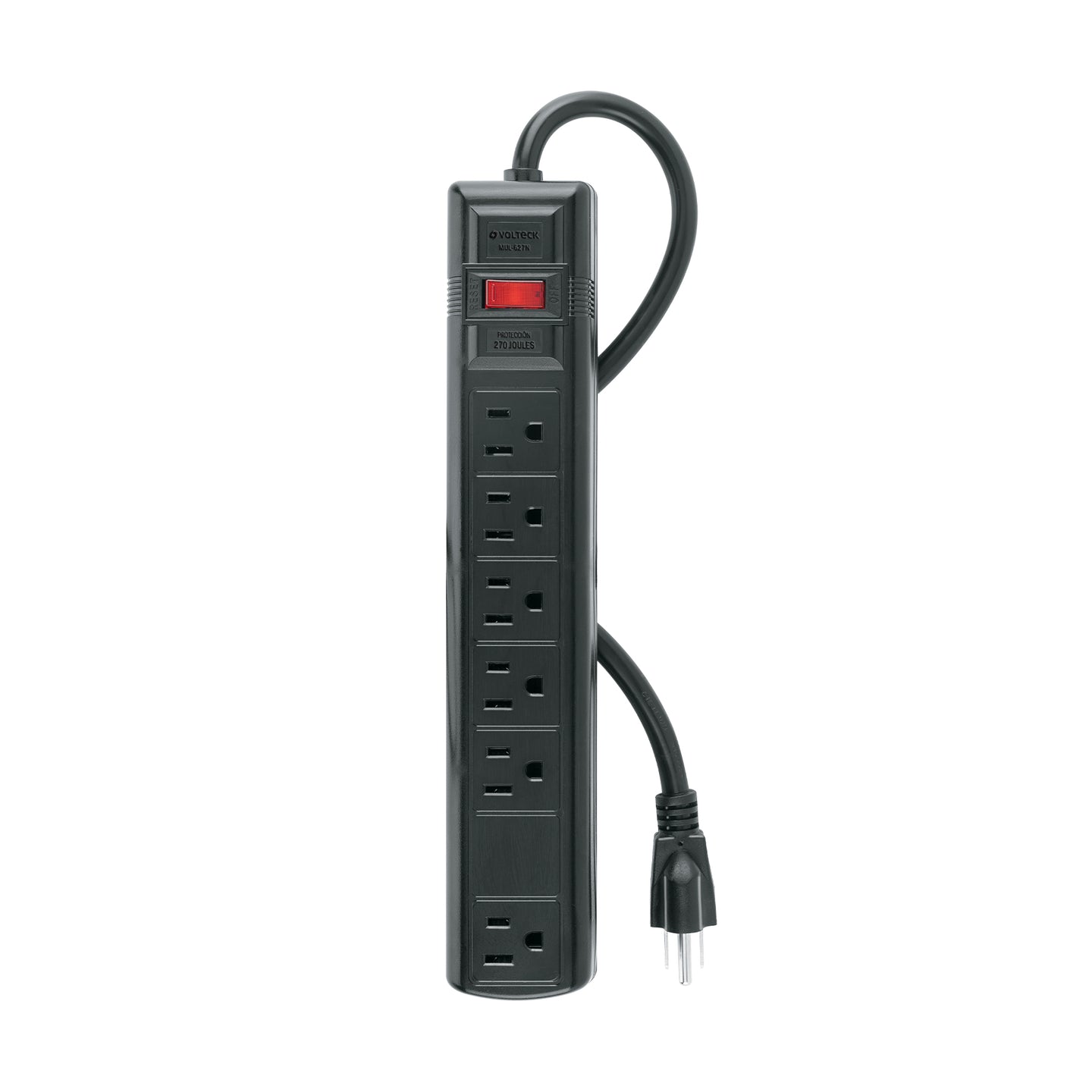 MUL-627N Multicontacto uso rudo 6 entradas sup. de picos 270 J, negro