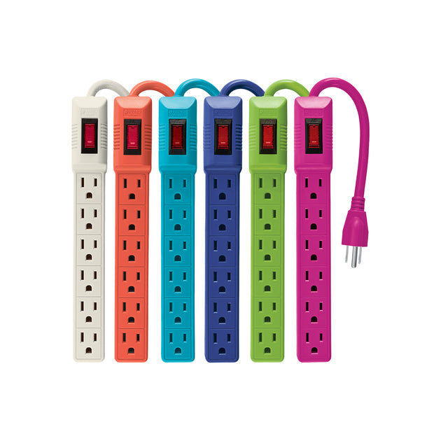 MUL-6EG Multicontacto 16 AWG doméstico 6 entradas, colores a granel