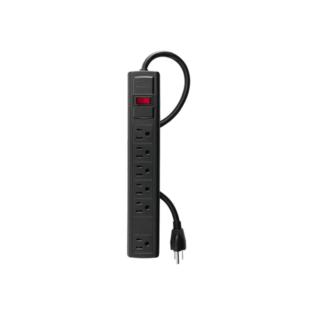 MUL-6N Multicontacto 16 AWG doméstico con 6 entradas, negro Volteck