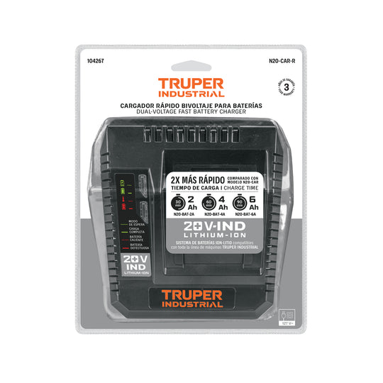 Cargador Rápido Truper N20-CAR-R Bivoltaje 21.5V 6A | Industrial