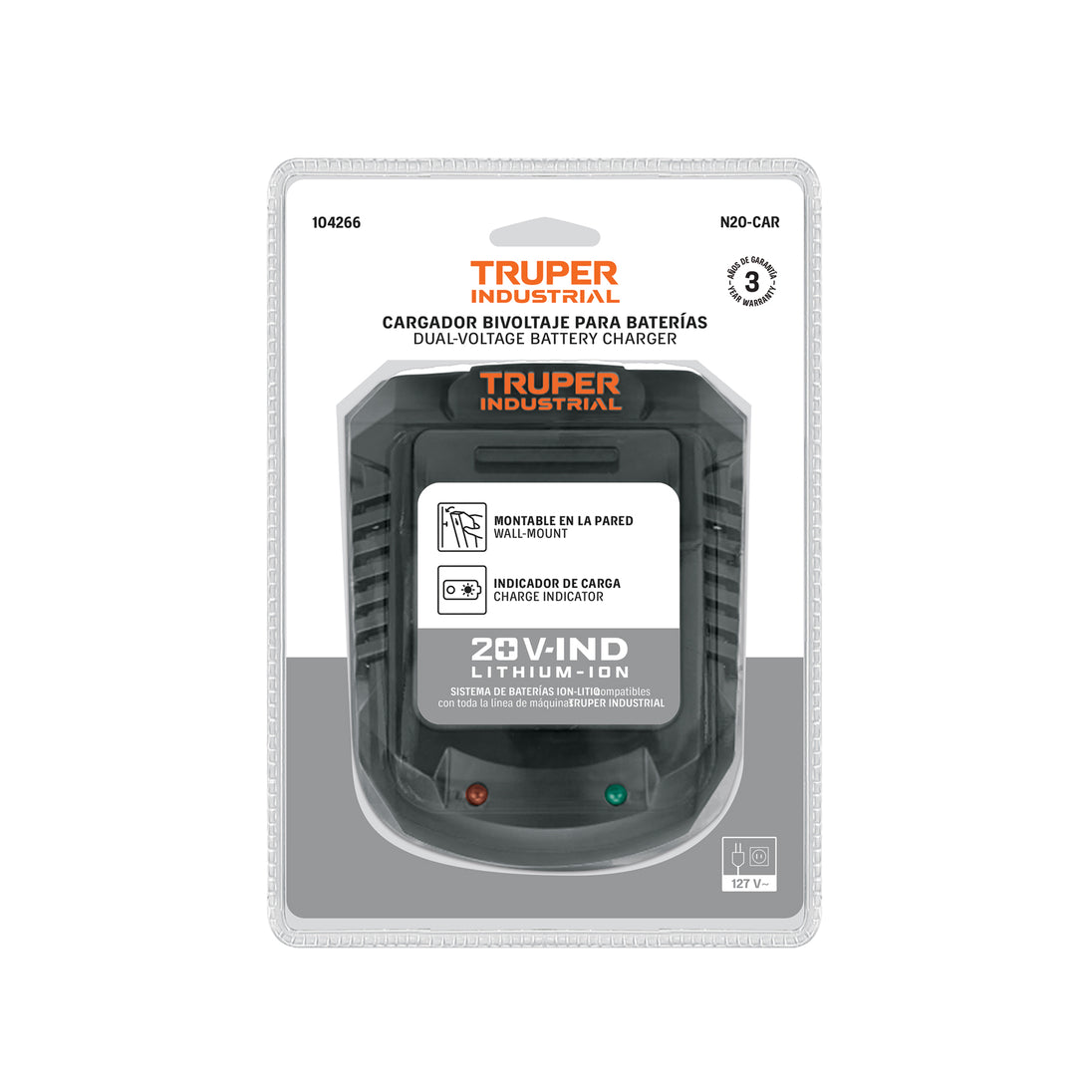 Cargador Truper N20-CAR 21.5V Bivoltaje 110-220V Industrial