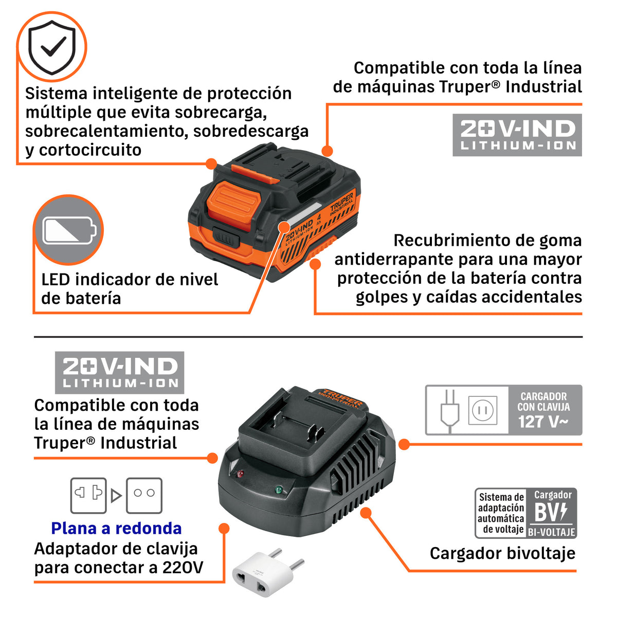 Combo Rotomartillo/Destornillador Truper N20-COMBO-RE, 20 V, Torque 70 Nm
