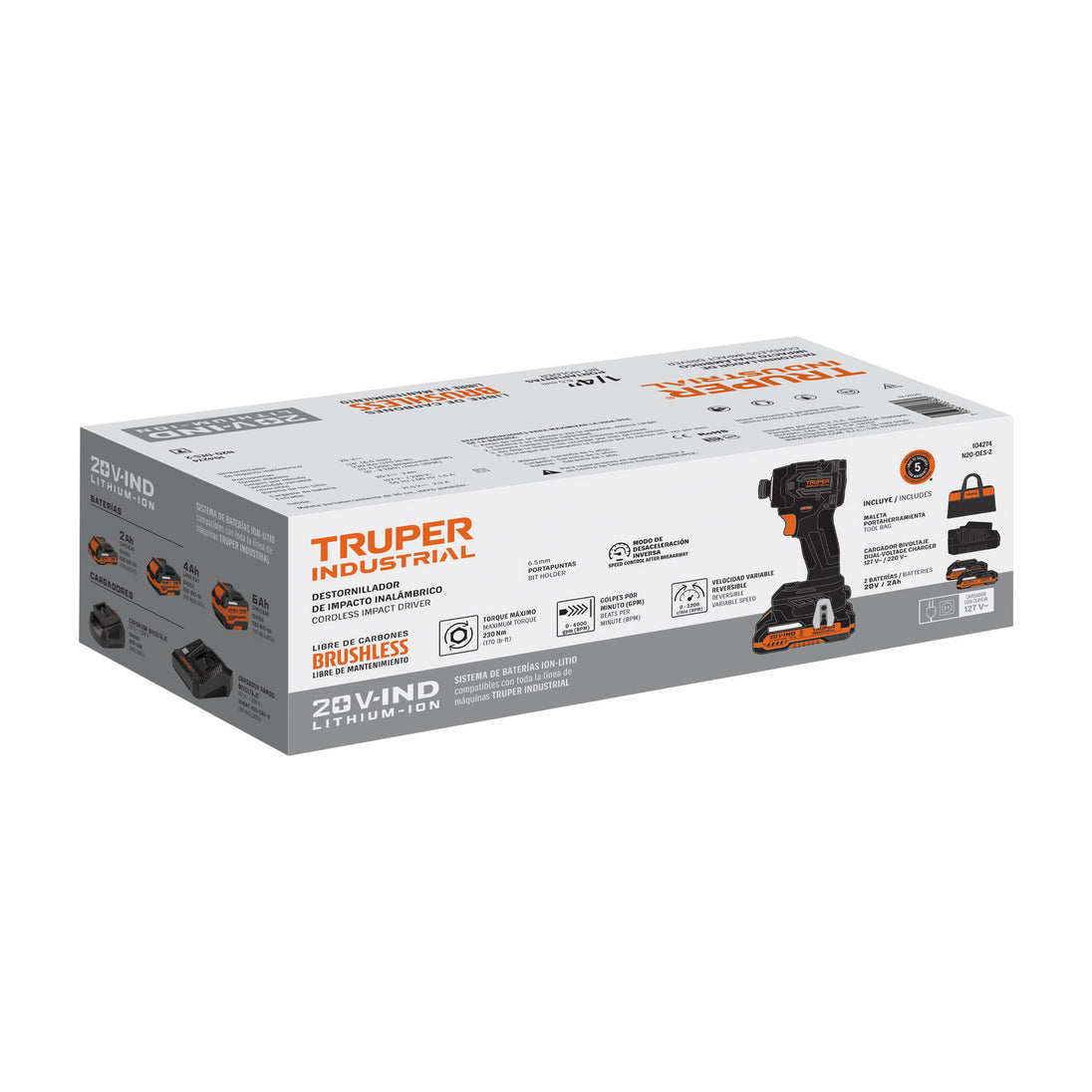 Atornillador de Impacto Truper N20-DES-2 20V Brushless 230 Nm