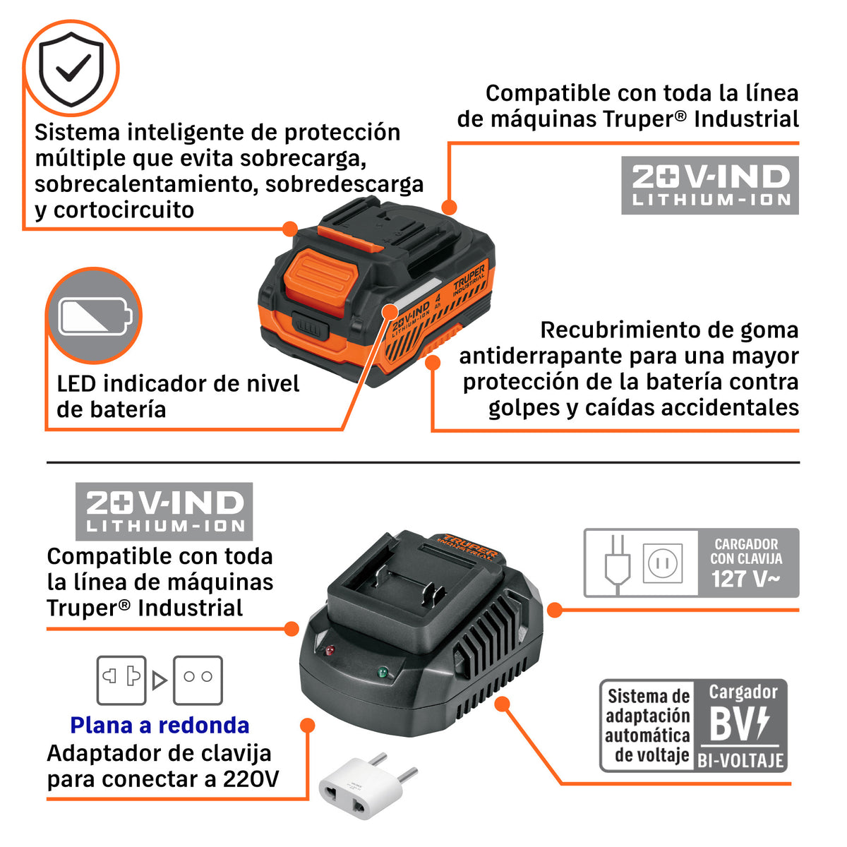 Esmeriladora Angular Truper 20V Brushless 4-1/2" 4Ah | N20-ESM-2