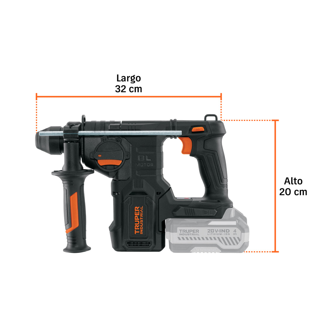 Martillo Rotativo Truper 20V Brushless 2.2J SDS Plus 4Ah | N20-ROE-0