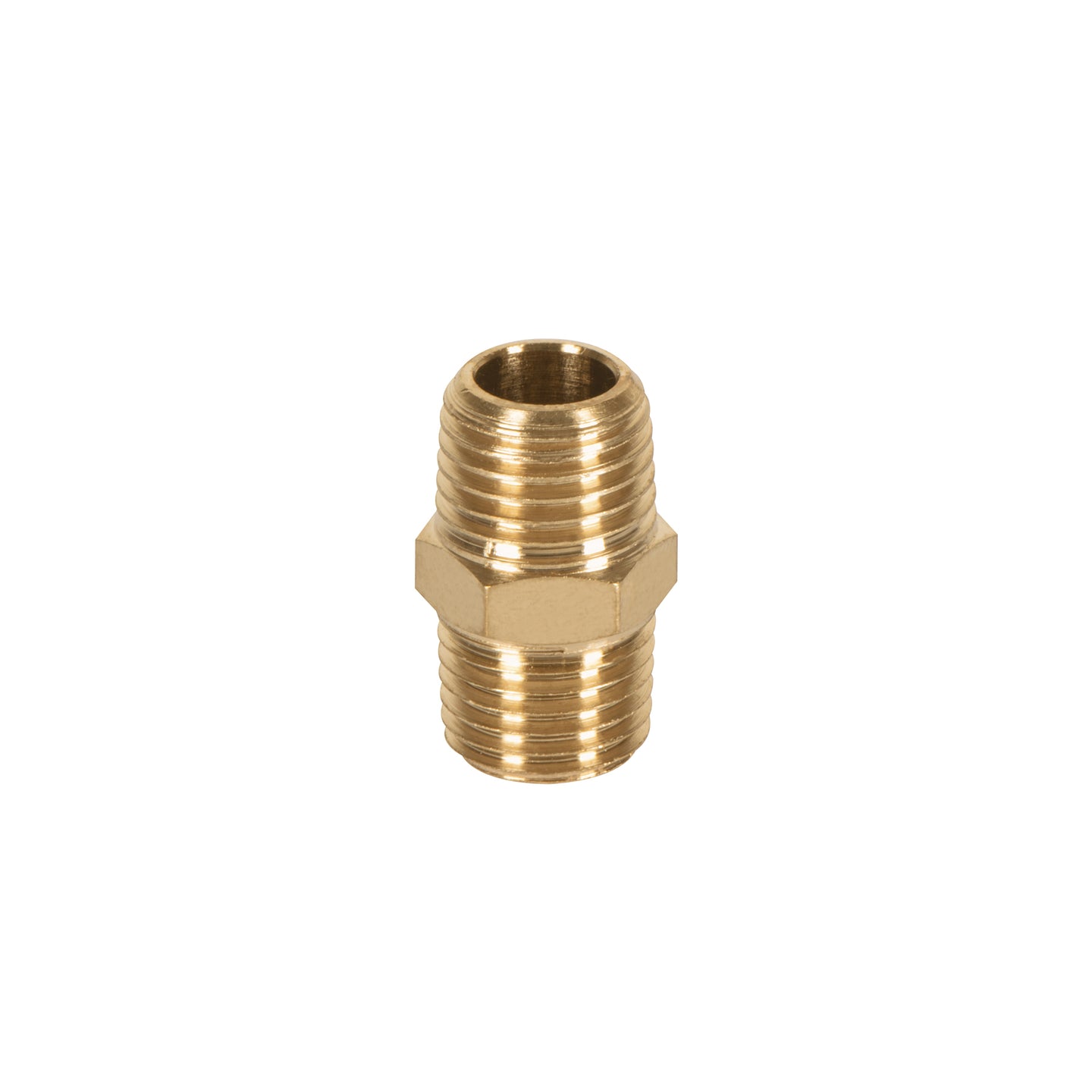 NIPLE Niple de latón, macho-macho, cuerda 1/4" NPT, TRUPER