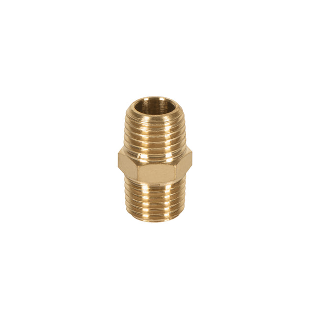 NIPLE Niple de latón, macho-macho, cuerda 1/4" NPT, TRUPER