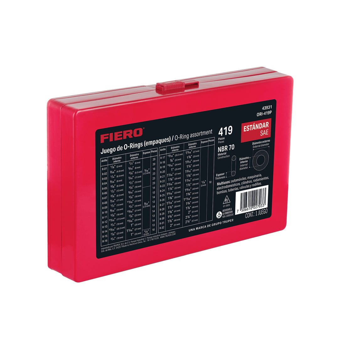 Kit Juntas Tóricas Fiero ORI-419P NBR 70 | 419 Piezas Estándar