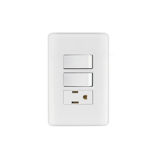 PA-APCO-B2 Placa armada con contacto y 2 interruptores sencillos, Basic