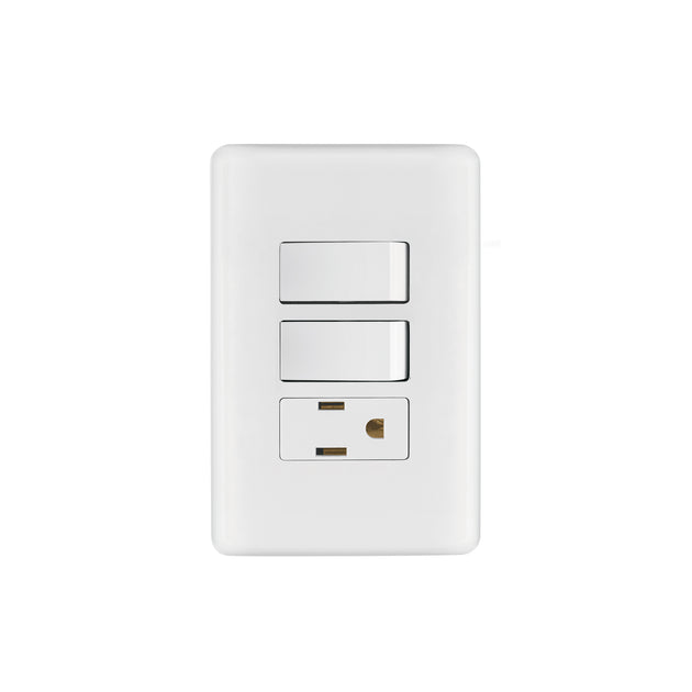 PA-APCO-B2 Placa armada con contacto y 2 interruptores sencillos, Basic