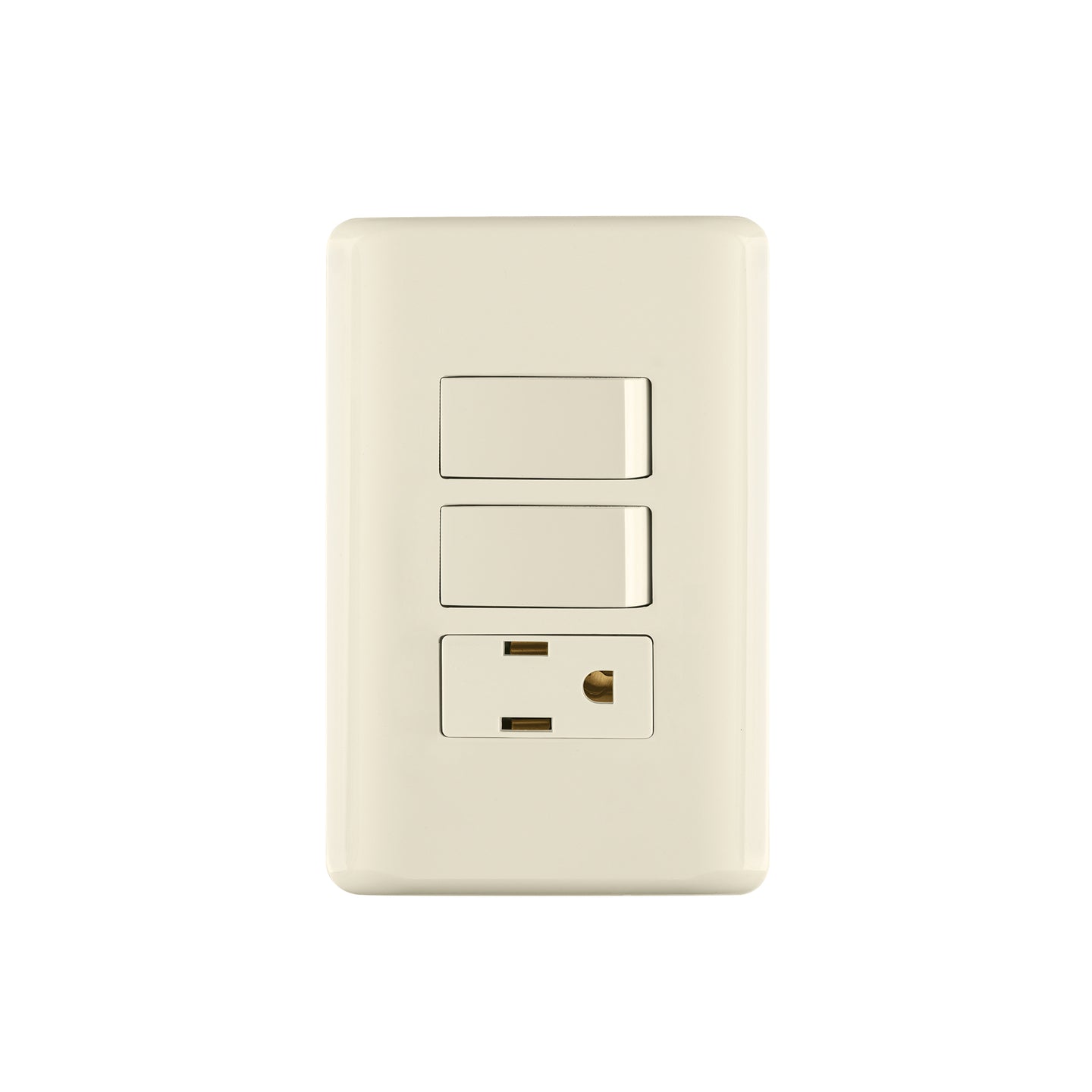 PA-APCO-B2I Placa armada 2 interruptores y contacto, marfil, Basic