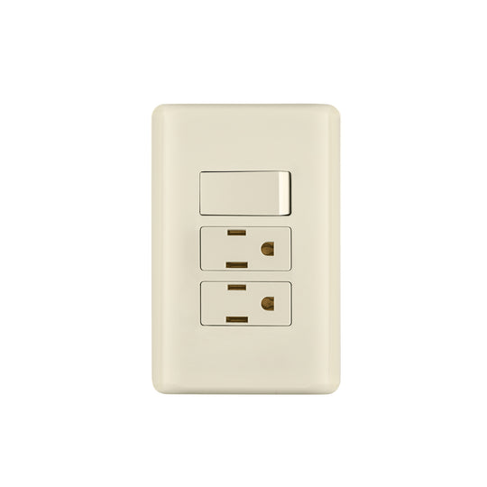PA-APCO-B3I Placa armada interruptor y 2 contactos, marfil, Basic