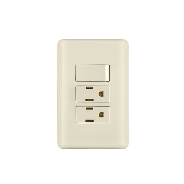 PA-APCO-B3I Placa armada interruptor y 2 contactos, marfil, Basic