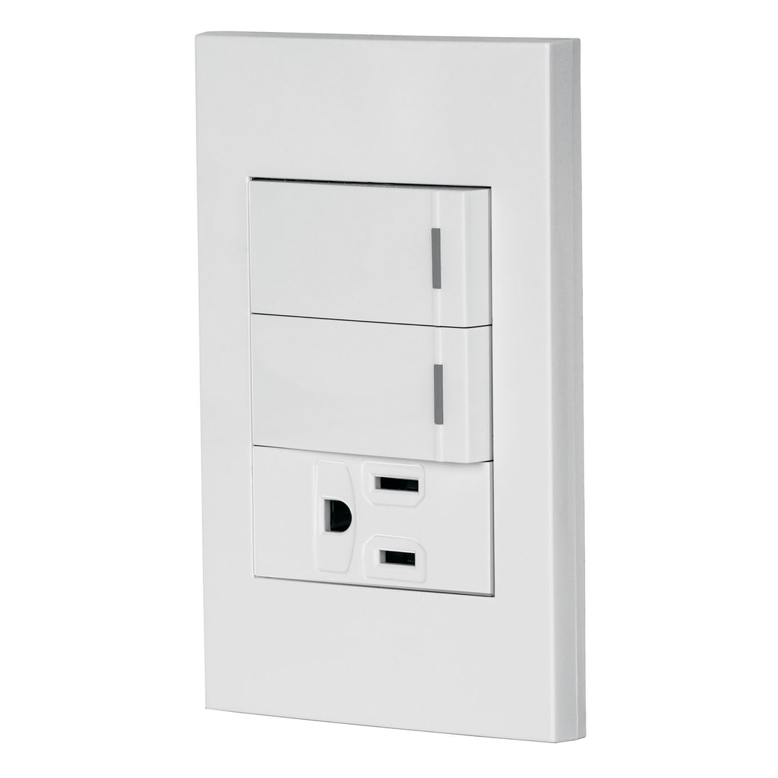 PA-APCO-E2B Placa armada 2 interruptores,1 contacto,1mod,Española,blanco