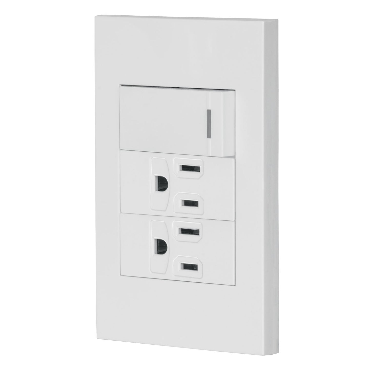 PA-APCO-E3B Placa armada 1 interruptor, 2 contactos,1mod,Española,blanco