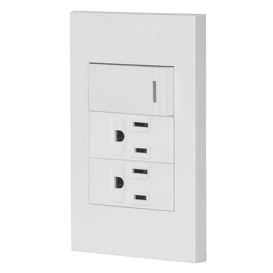 PA-APCO-E3B Placa armada 1 interruptor, 2 contactos,1mod,Española,blanco