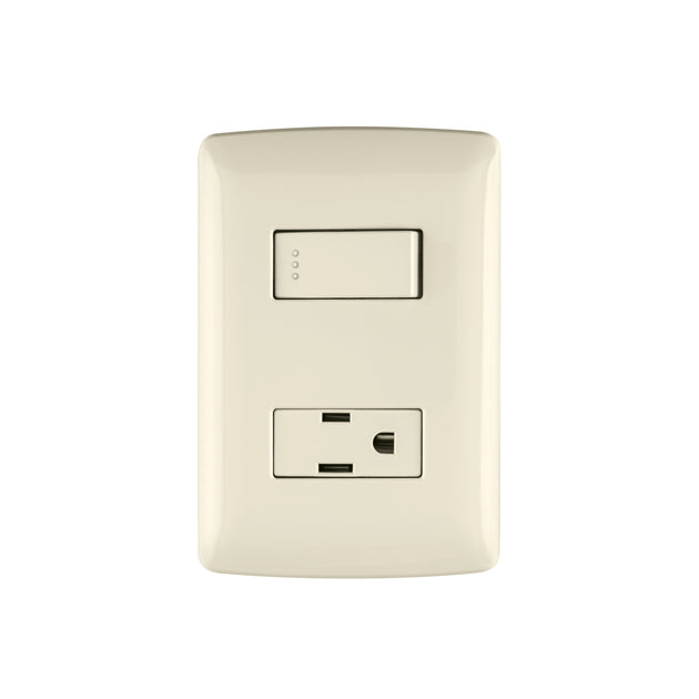 PA-APCO-I Placa armada contacto e interruptor, marfil, línea Italiana