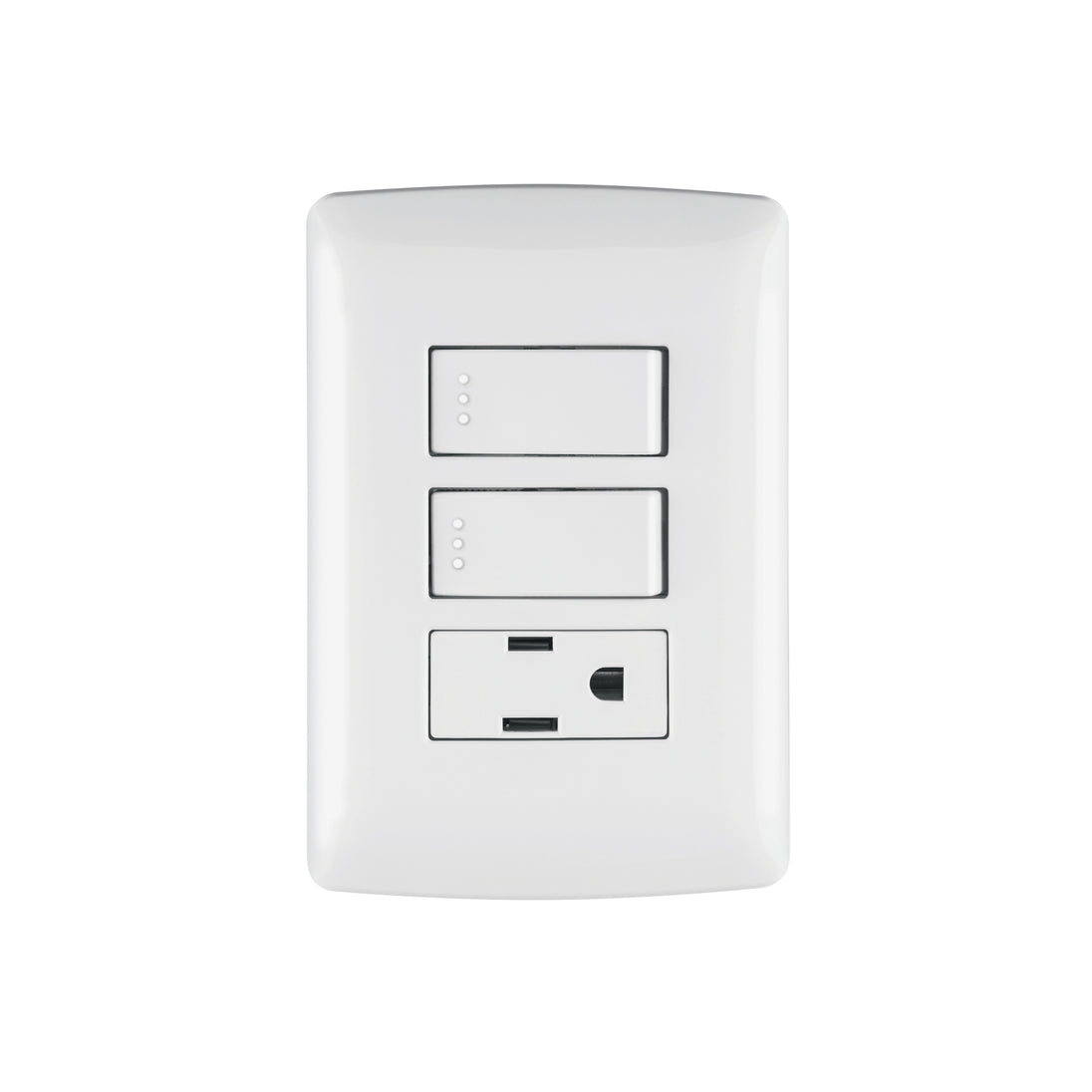 PA-APCO-I2B Placa armada contacto 2 interruptores,blanco, línea Italiana