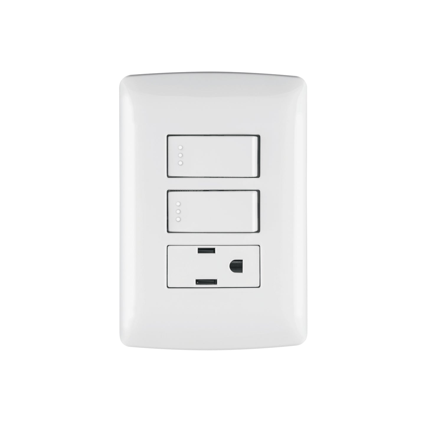 PA-APCO-I2B Placa armada contacto 2 interruptores,blanco, línea Italiana