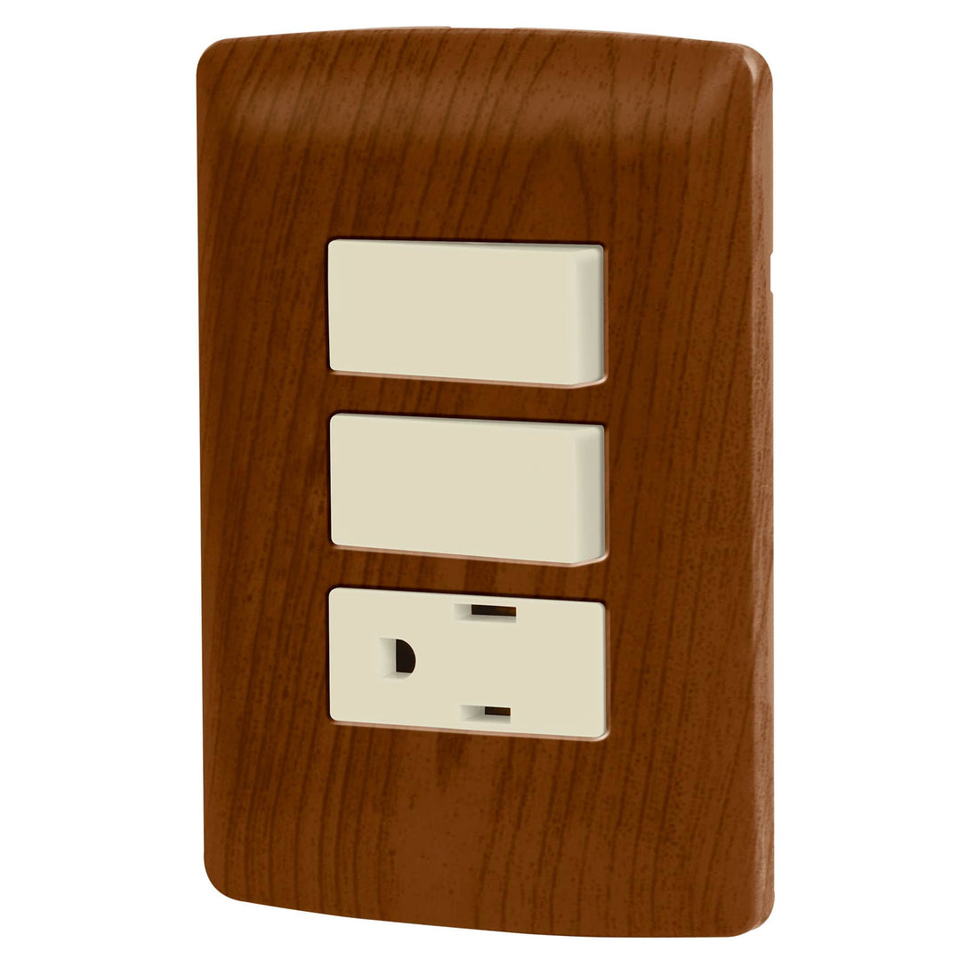 PA-APCO-I2M Placa armada contacto 2 interruptores,madera, línea Italiana