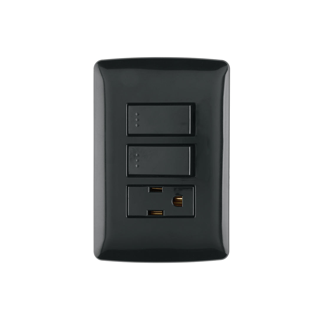 PA-APCO-I2N Placa armada contacto 2 interruptores, negro, Línea Italiana