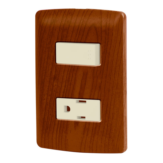 PA-APCO-IM Placa armada contacto e interruptor, madera, línea Italiana