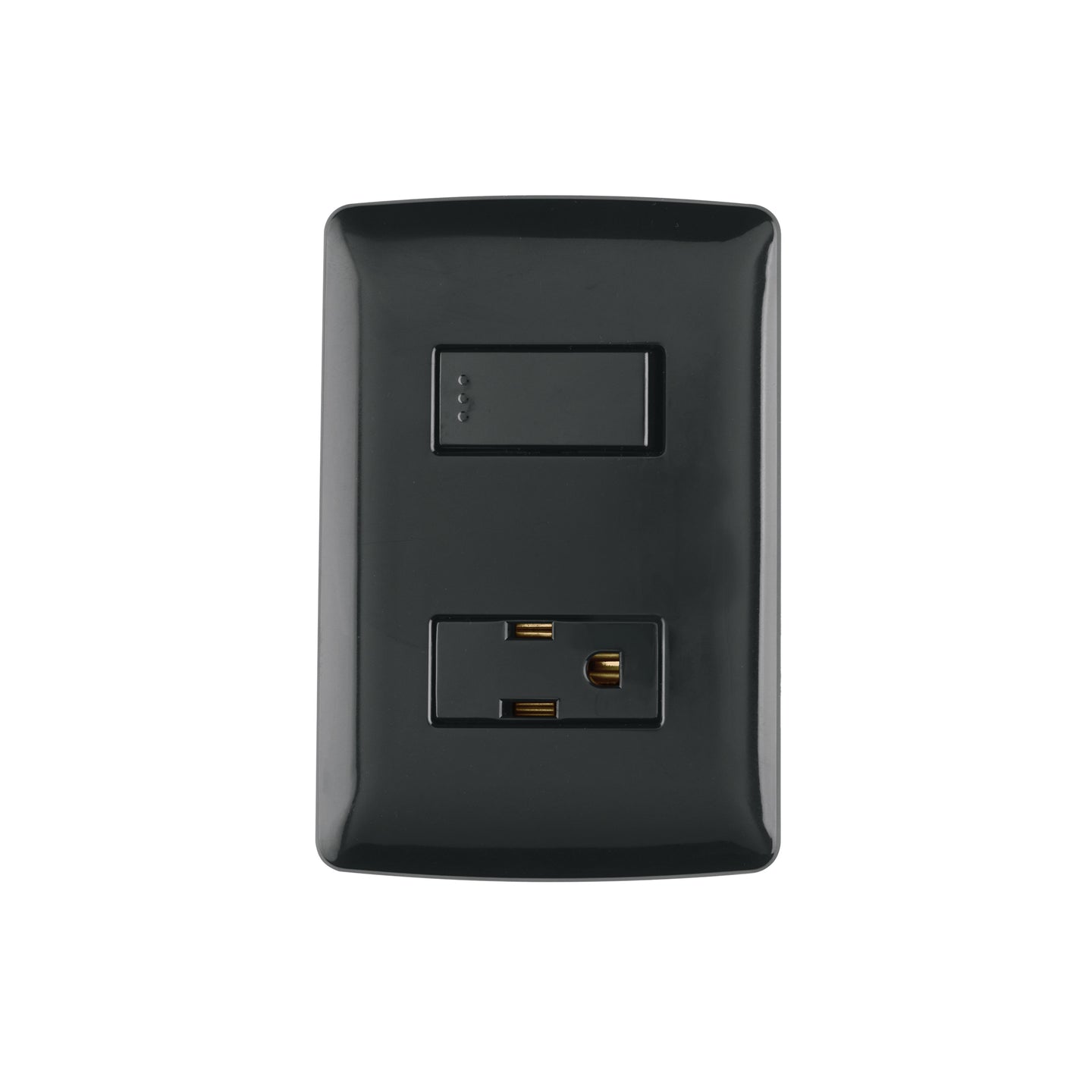 PA-APCO-IN Placa armada contacto e interruptor, negro, línea Italiana