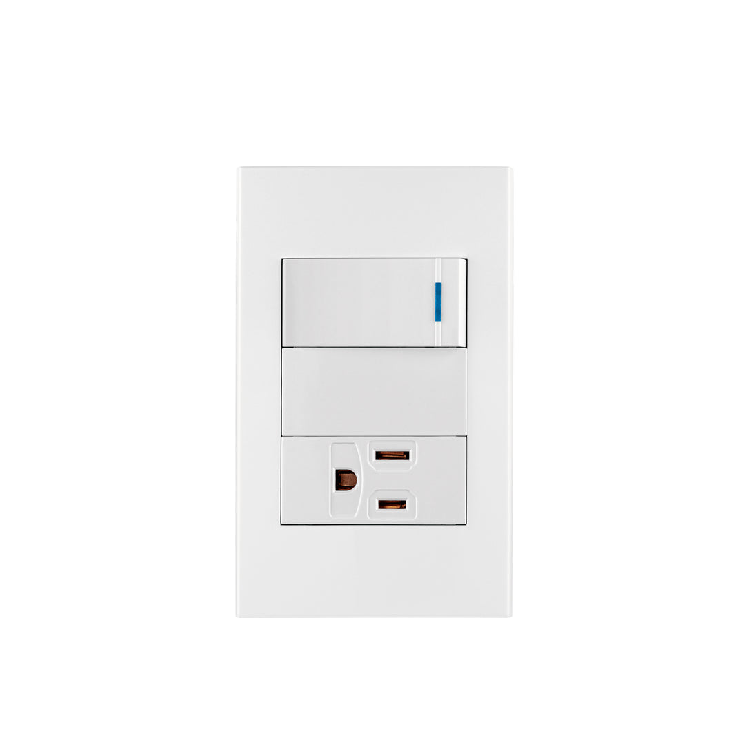 PA-APCO1-EB Placa armada 1 interruptor,1 contacto,1mod, Española, blanco