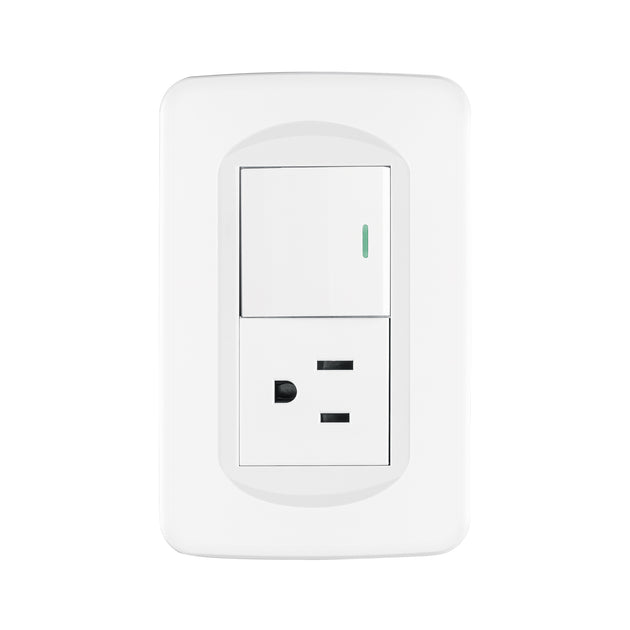 PA-APCO15-TB Placa armada interruptor y contacto 1.5 módulos, Toledo