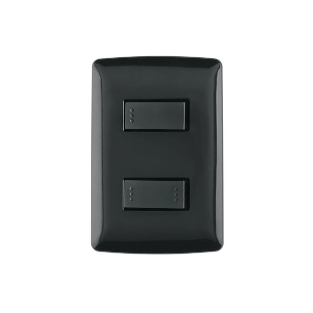 PA-APDO-EIN Placa armada 1 interruptor 1 escalera, negro, línea Italiana