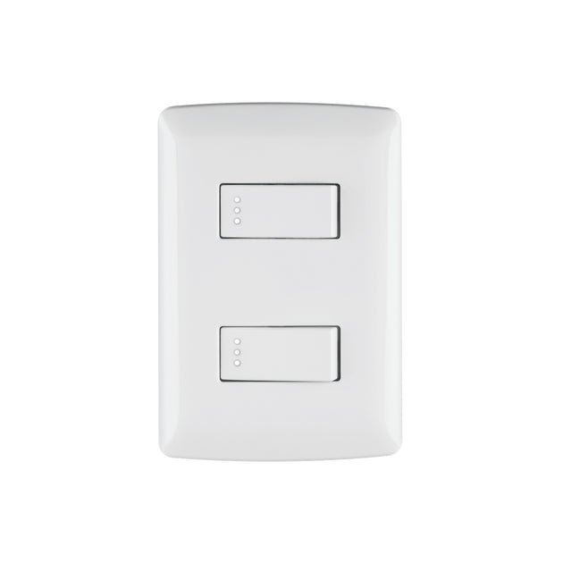 PA-APDO-IB Placa armada, 2interruptores sencillos,blanco,línea Italiana