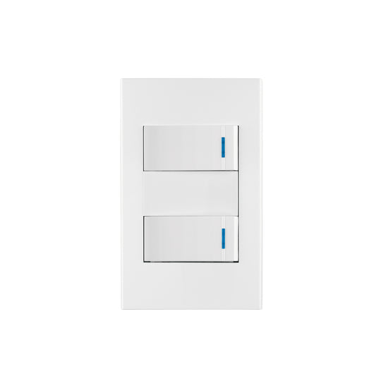 PA-APDO1-EEB Placa armada 2 interruptores 1de 3vías,1 mod,Española,blanco